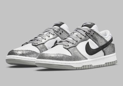 Nike Dunk Low Silver Cracked Leather  A130