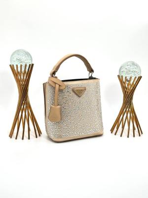 PRADA PANİER CRYSTAL SATİN BAG NEW MODEL BROWN