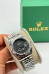 Rolex Siyah Kadran Gümüş Kadın Saat  S725-VLL